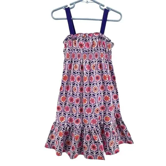Hanna Andersson Dress Size 100 US 4 Purple Pink Floral Shift A Line - Picture 1 of 4